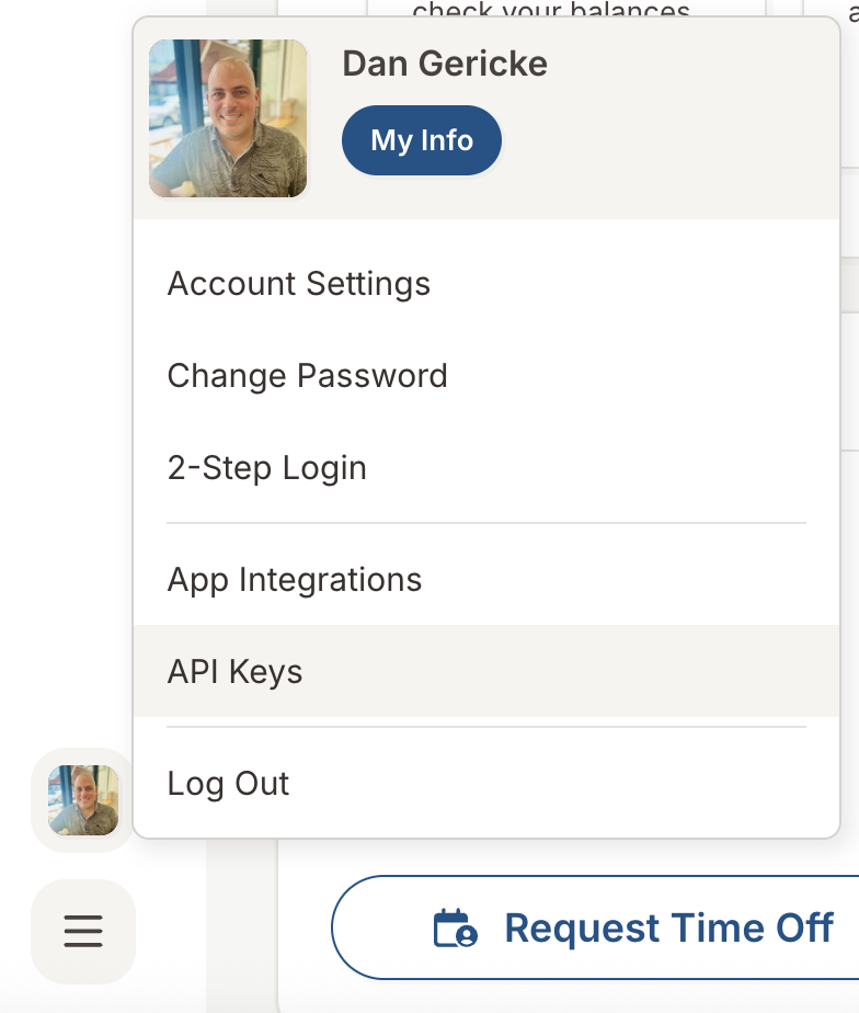 BambooHR Account Menu