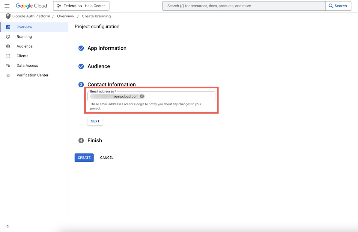 Configure Auth Platform Contact