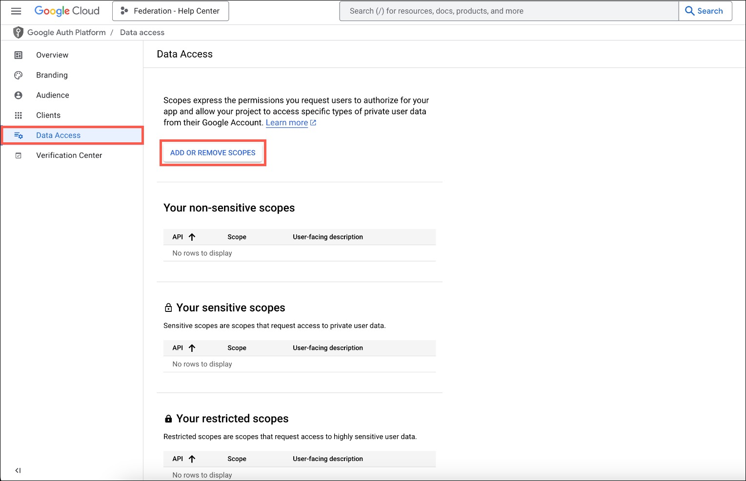 Configure Auth Platform Data Access