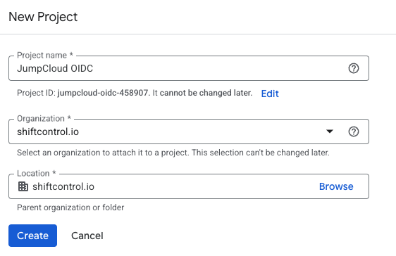 Create Google Project