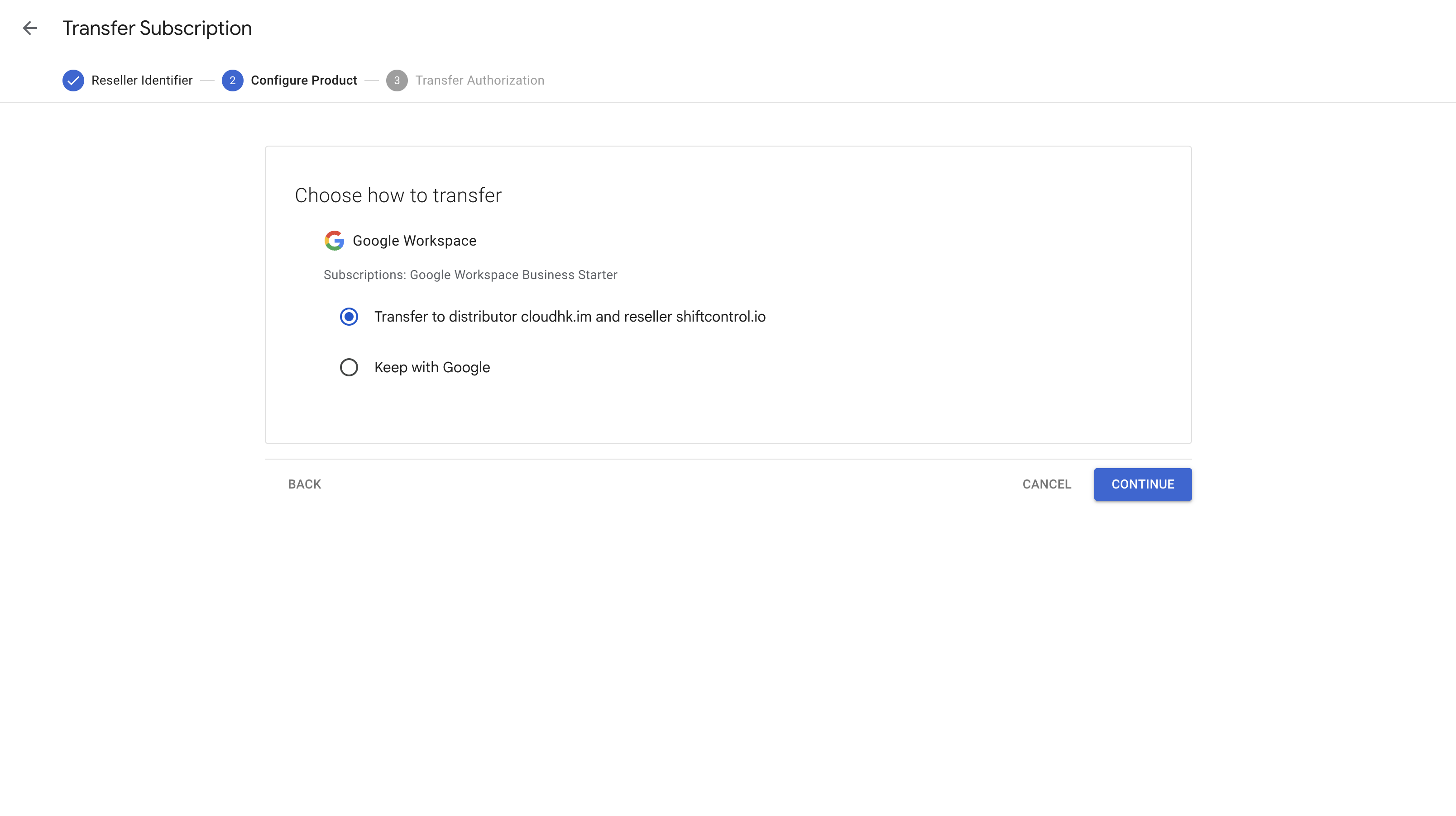 Confirm Reseller Selection